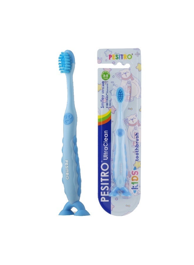 PESITRO UltraClean Smiley UltraSoft Kids Toothbrush – 5,180 Ultra-Soft Bristles with Dual Suction Cup Base - Image 1